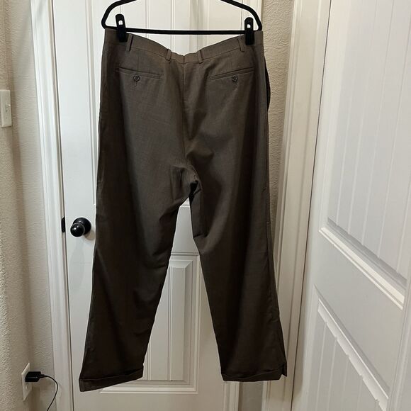 Lauren Ralph Lauren Pants Mens 36X32 Brown Wool Trousers Pleated Turn up - Picture 6 of 10